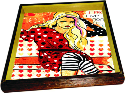 Panache Serves Hammered Wood Tray Multicolor, Pack of 1