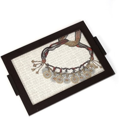 25% OFF on Cherry Tin Large Sequined Necklace Printed Wood Tray Multicolor, Pack of 1