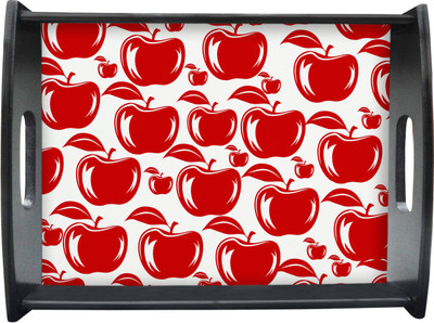 Sajawathomes Red And White Apple Shape Pattern Printed Wood Tray Multicolor, Pack of 1 Sajawathomes Red And White Apple Shape Pattern Printed Wood Tray Multicolor, Pack of 1