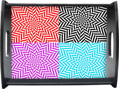 71% OFF on Sajawathomes Muti Colored Floral Pattern Printed Wood Tray Multicolor, Pack of 1