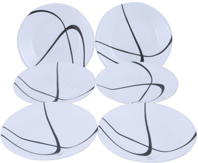 10% OFF on Corelle Twist& Turns Small Printed Glass Plate Set White, Black, Pack of 6