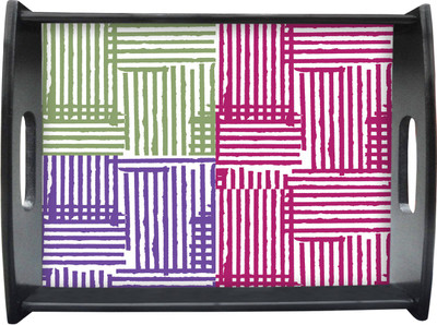 71% OFF on Sajawathomes Three Tone Pattern Printed Wood Tray Multicolor, Pack of 1