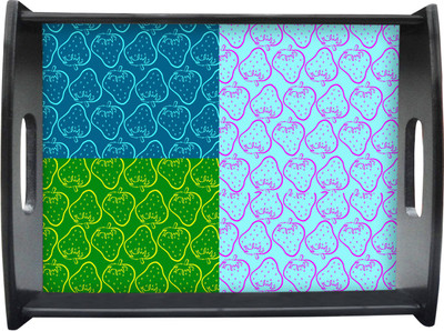 71% OFF on Sajawathomes Strawberry Colred Background Pattern Printed Wood Tray Multicolor, Pack of 1