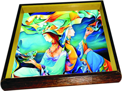 58% OFF on Panache Serves Hammered Wood Tray Multicolor, Pack of 1