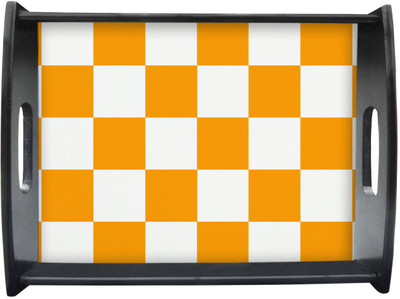 71% OFF on Sajawathomes Yellow And White Square Pattern Printed Wood Tray Multicolor, Pack of 1