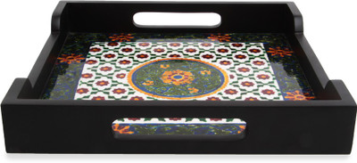 76% OFF on Adaa Meenakari design with Inlay Work Floral Square - Width 12 Inches Printed Wood Tray Multicolor, Pack of 1