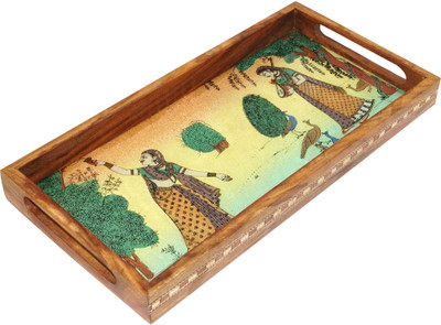 62% OFF on R S Jewels Handicraft Gemstone Serving Solid Wood Tray Multicolor, Pack of 1
