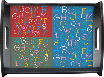 71% OFF on Sajawathomes English Alphabet Three Color Pattern Printed Wood Tray Multicolor, Pack of 1