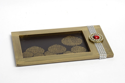 10% OFF on Aarav Designs Print Solid Wood Tray Brown, Pack of 1