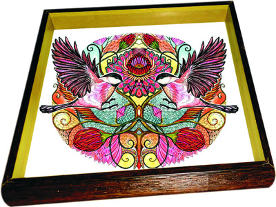 65% OFF on Panache Serves Hammered Wood Tray Multicolor, Pack of 1