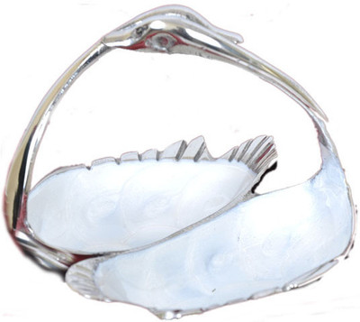 19% OFF on VarEesha Ethnic Silver Enamelled Partitioned Serving Solid Silver Plated, Aluminium Dish White, Silver, Pack of 1