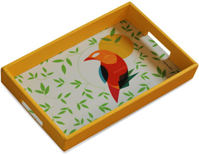 69% OFF on Studio Pandora Mynah PU Leather Solid Wood Tray Multicolor, Pack of 1