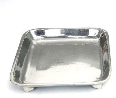 28% OFF on Indian Reverie Square with Legs Solid Aluminium Tray Silver, Pack of 1