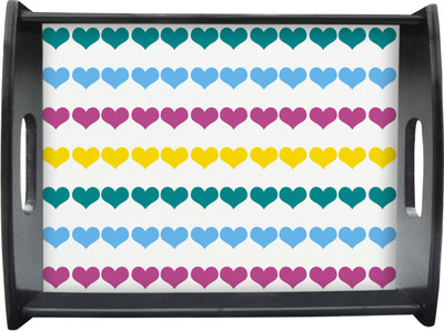 71% OFF on Sajawathomes Colored Heart Pattern Printed Wood Tray Multicolor, Pack of 1