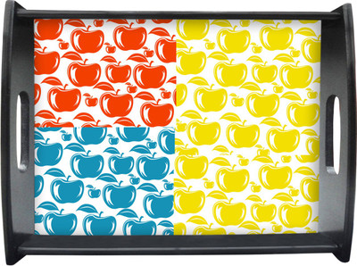 71% OFF on Sajawathomes Three Tone Apple Pattern Printed Wood Tray Multicolor, Pack of 1