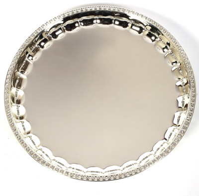 Cherrytin Swarovski Rim Engraved Silver Plated Tray Silver, Pack of 1 Cherrytin Swarovski Rim Engraved Silver Plated Tray Silver, Pack of 1