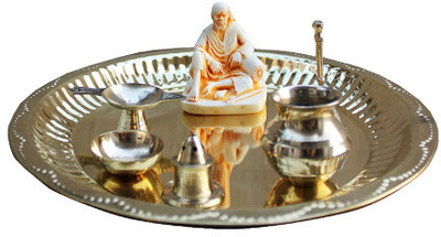 Dekor World Sai Brass Pooja & Thali Set Dekor World Sai Brass Pooja & Thali Set