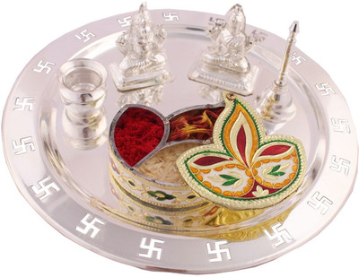 55% OFF on GS Museum Silver Plated Pooja & Thali Set