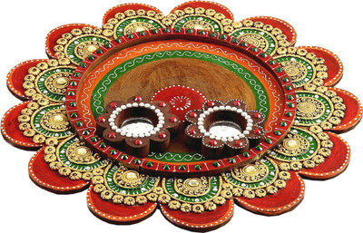 27% OFF on Aapno Rajasthan Painted Clay Work Wooden Pooja & Thali Set 27% OFF on Aapno Rajasthan Painted Clay Work Wooden Pooja & Thali Set