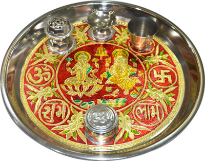 26% OFF on Anjalika Shree Lakshmi Ganesh Meenakari Pooja Thali Steel Pooja & Thali Set 26% OFF on Anjalika Shree Lakshmi Ganesh Meenakari Pooja Thali Steel Pooja & Thali Set