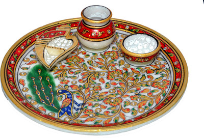 68% OFF on Vaah Peacock Painted Marble Pooja & Thali Set 68% OFF on Vaah Peacock Painted Marble Pooja & Thali Set
