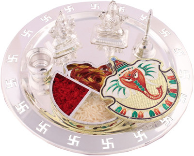 55% OFF on GS Museum Silver Plated Pooja & Thali Set