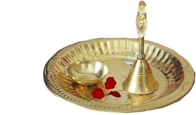 50% OFF on Dekor World Mini Brass Pooja & Thali Set