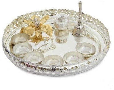Gifts By Meeta Silver Plated Pooja & Thali Set Gifts By Meeta Silver Plated Pooja & Thali Set
