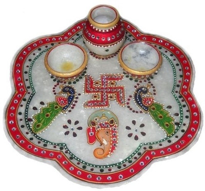 50% OFF on Crafts Paradise Flower Shape Ganesha and Peacock Design Stoneware Pooja & Thali Set 50% OFF on Crafts Paradise Flower Shape Ganesha and Peacock Design Stoneware Pooja & Thali Set