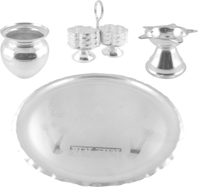 55% OFF on Jpearls Diwali Special Silver Plated Pooja & Thali Set