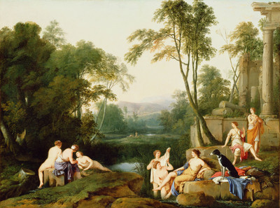 7% OFF on Diana And Her Nymphs In A Landscape By Laurent De La Hyre French Fine Art Print