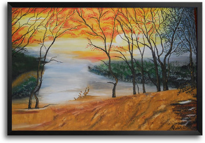 46% OFF on Artistic Painting of Nature Landscape Laminated Framed Paper Print