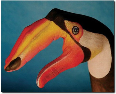 69% OFF on Stybuzz Bird Painting On Hand Frameless Canvas Art