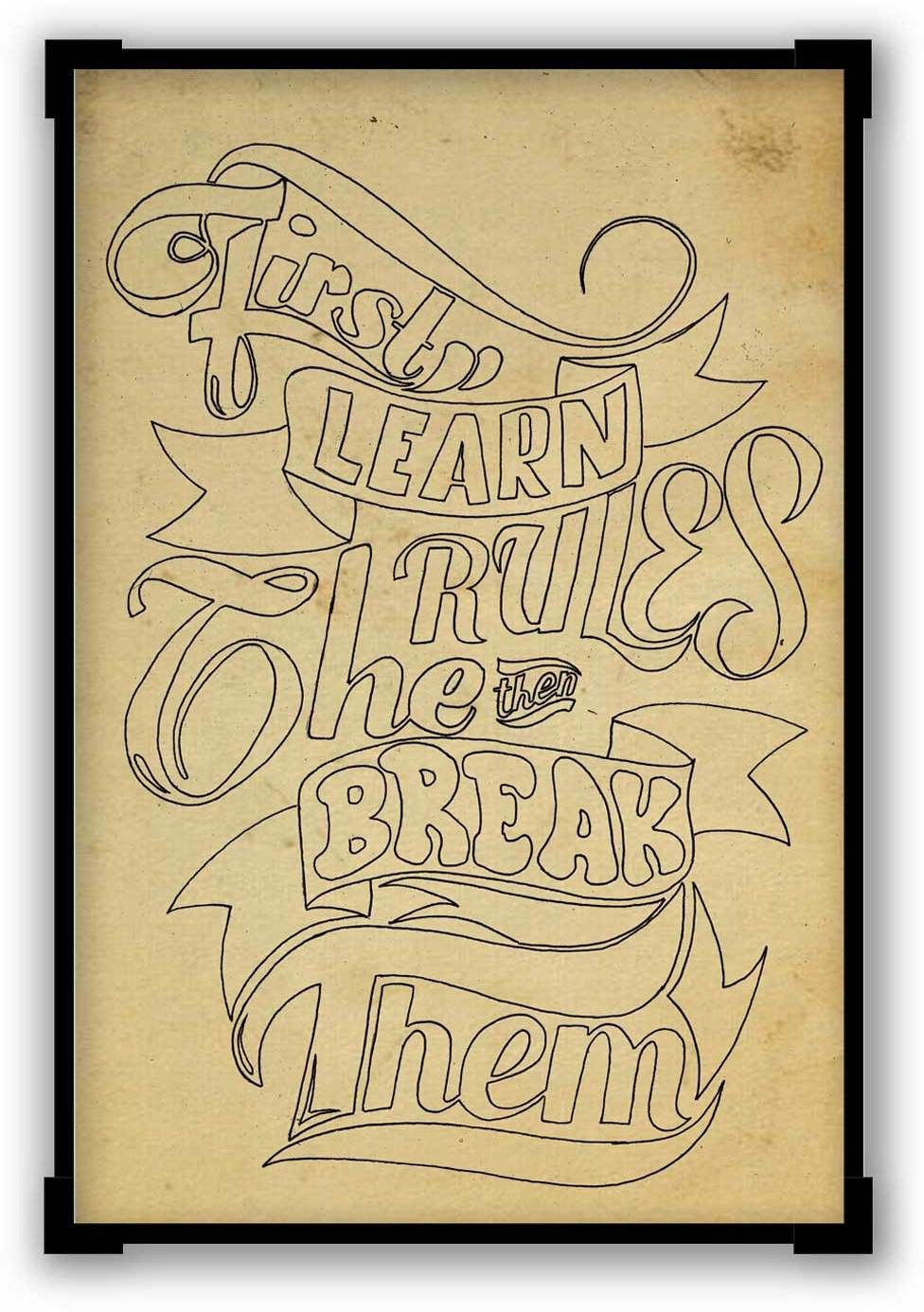 30% OFF on Break The Rules Sketch Matte Laminated Framed Poster Paper Print