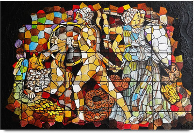 53% OFF on Abstract Block Paint Laminated Poster Paper Print