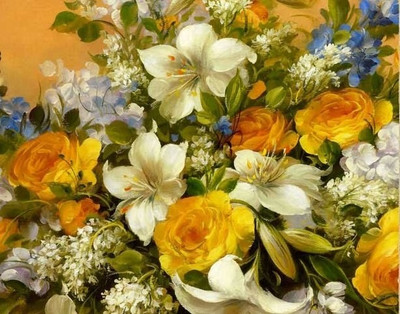 77% OFF on Painting Without Frame - Multi Color Flowers Canvas Art