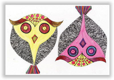 37% OFF on Owls Line Art Graphic Design Paper Print