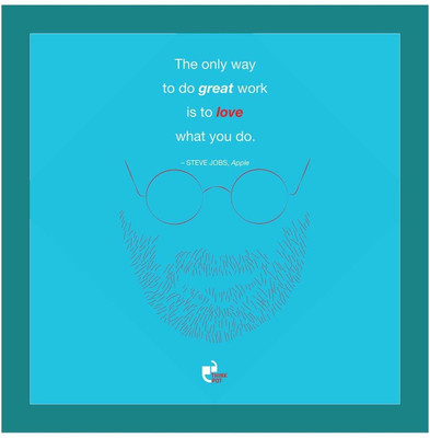 5% OFF on The only way to do great work - Steve Jobs, Apple Blue Square Frame Photographic Paper