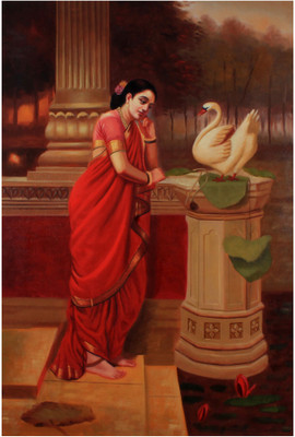 10% OFF on Raja Ravi Verma's Painting Of Hamsa Damayanti Canvas Art