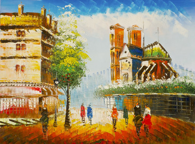 44% OFF on Handmade Oil Painting On - Stroll By ArtSingh (12x16 inch) Canvas Art