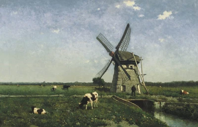 25% OFF on Print of Landscape with Windmill near Schiedam Canvas Art