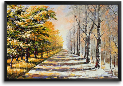 46% OFF on Mystical Forest Canvas Painting Laminated Framed Paper Print