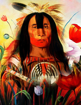 70% OFF on Canvas Painting Without Frame - Red Indian Canvas Art