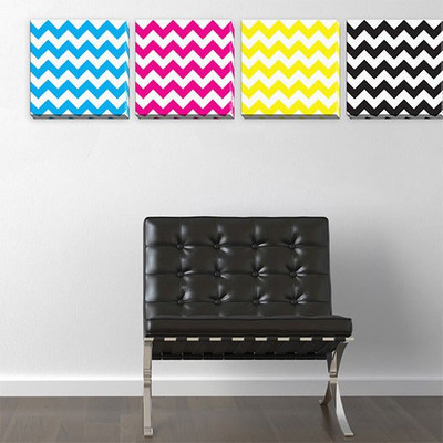 CMYK Chevron - Four Panels Fine Art Print