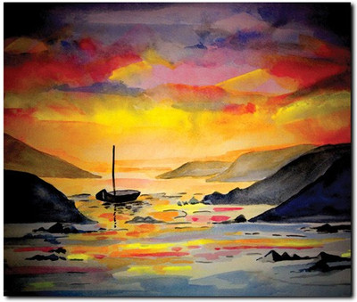 69% OFF on Stybuzz Boat In River Frameless Canvas Art