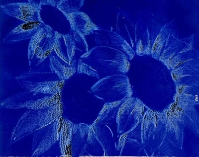 77% OFF on Painting Without Frame -Blue Abstract Flowers Canvas Art