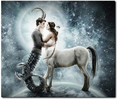 69% OFF on Stybuzz Horoscope Girl And Boy Frameless Canvas Art