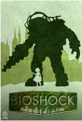 57% OFF on Big Daddy and Little Sister from Bioshock Video Game Paper Print