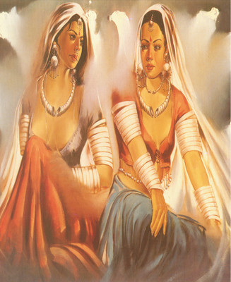 77% OFF on Painting Without Frame - Beautiful Lady Abstract Canvas Art