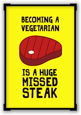 50% OFF on Becoming a Vegetarian Funny Quirky Minimalist Framed Poster Paper Print
